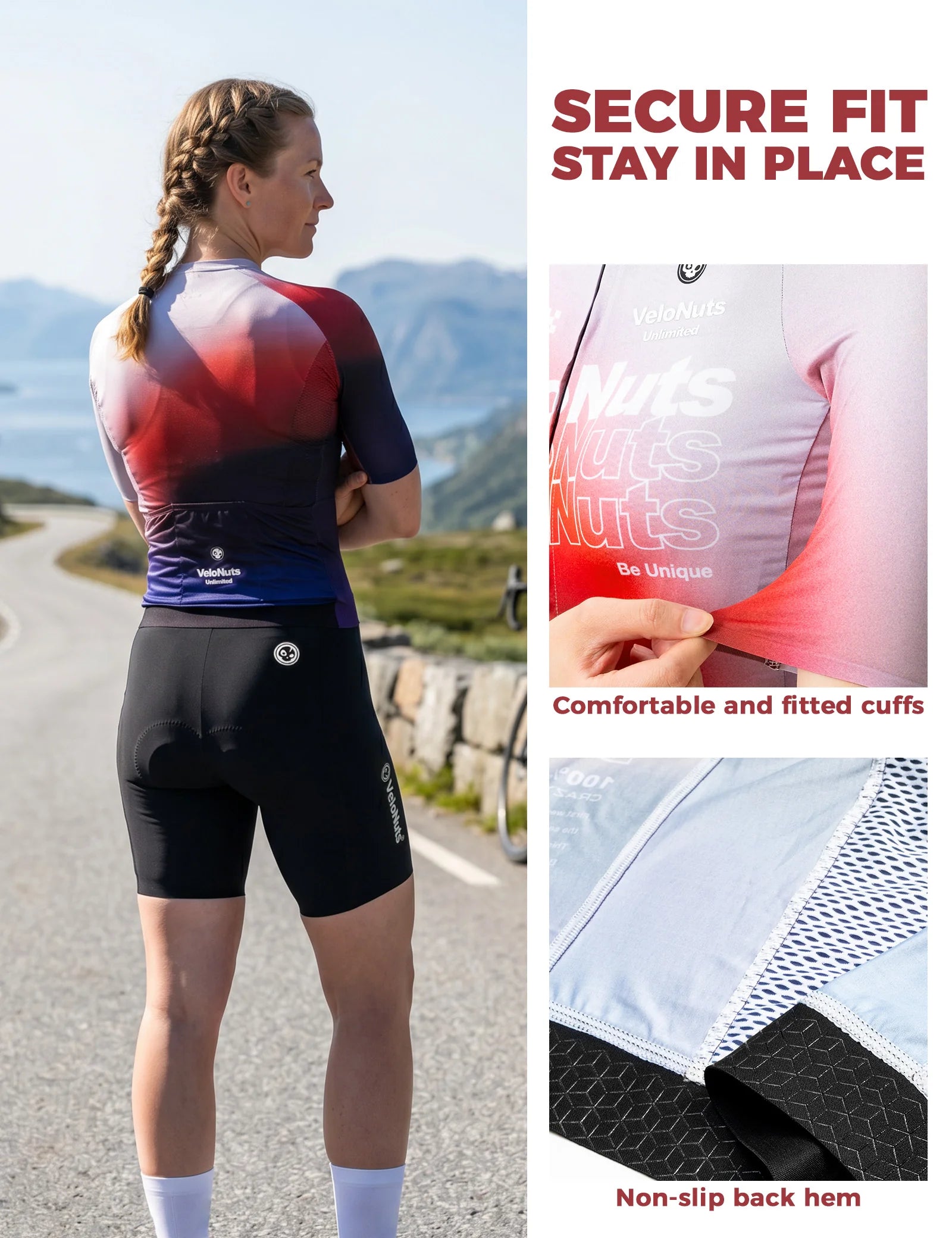 VELONUTS Women's Cloud Shadow Cycling Jersey with Dynamic Gradient Design